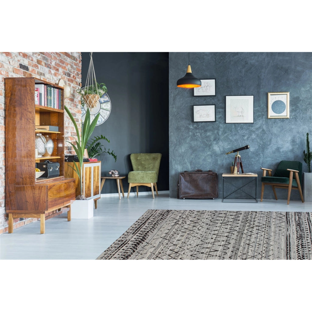 Tappeto Phoenix 103 in lana grigio e naturale
