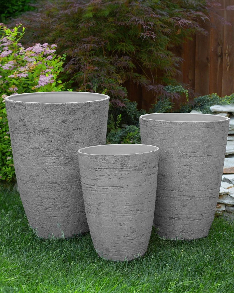 Vaso per piante in pietra di colore grigio 43 x 43 x 60 cm interni esterni giardino terrazzo