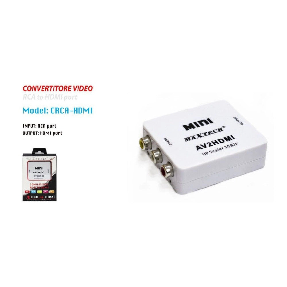 Trade Shop - Convertitore Da Rca Av A Hdmi 1080p Adattatore Usb Av2hdmi Converter Maxtech Crca-hdmi -