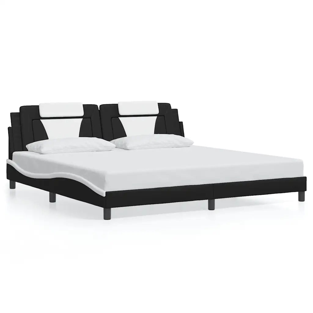Giroletto Viana senza Materasso-Struttura Letto Bianco e Nero 200x200 cm in Similpelle