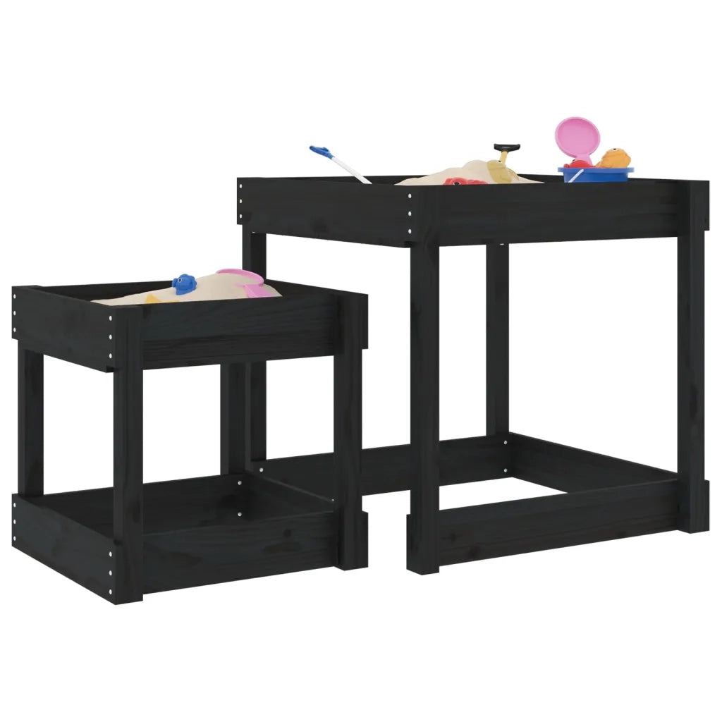 Tavoli Sabbiere 2 pz Neri in Legno Massello di Pino CFW3325396