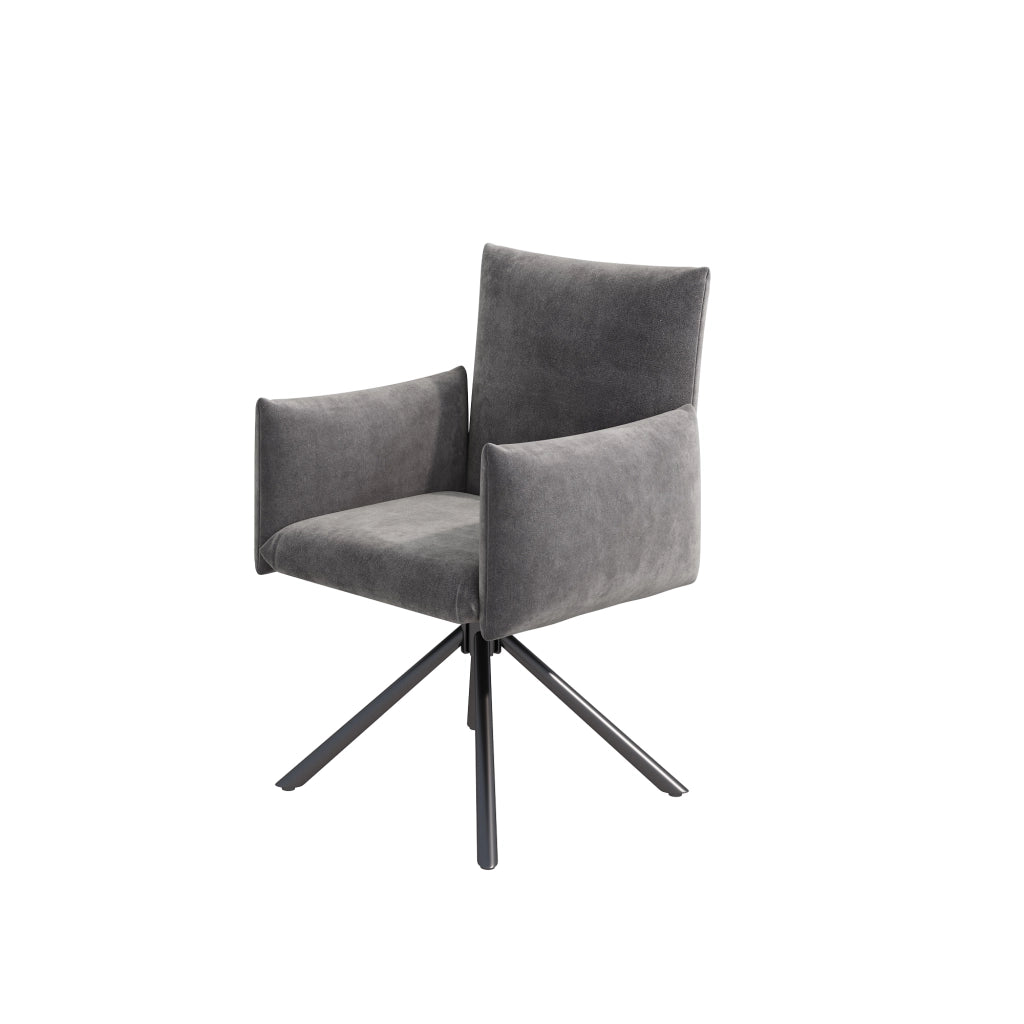 Set di 6 sedie da pranzo imbottite - Zephmum- Gambe in metallo, girevole 360¡ã, supporto lombare, velluto grigio
