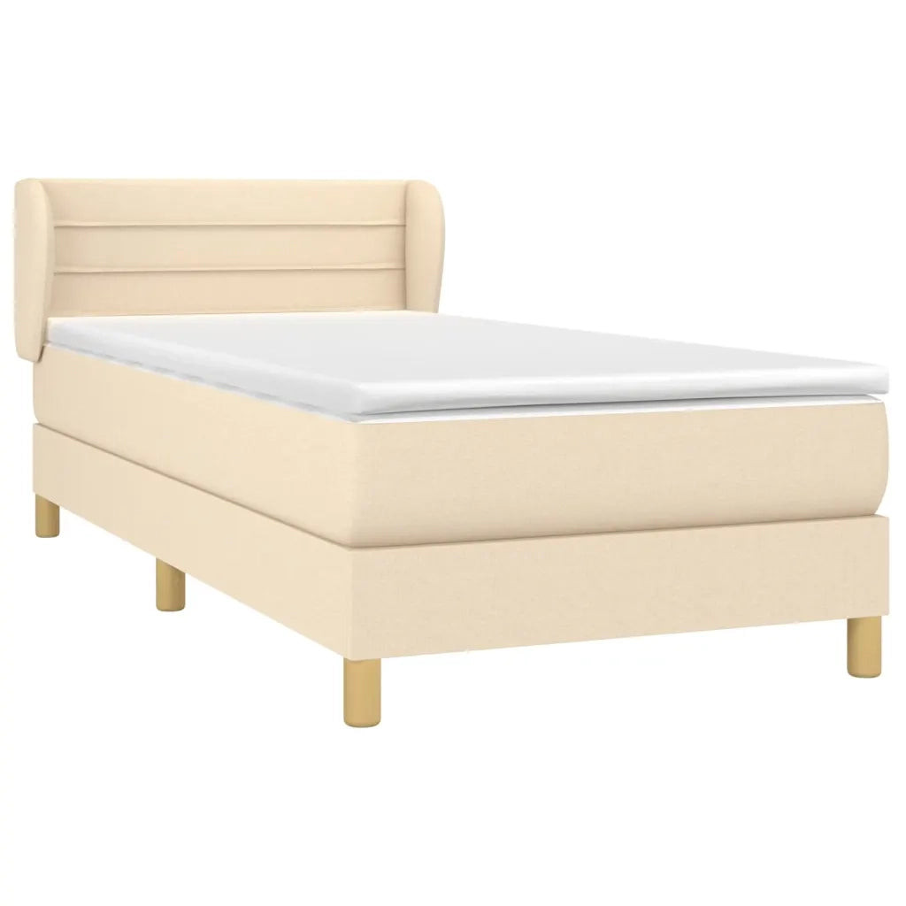 Letto singolo | Letto per adulti | Giroletto a Molle con Materasso Crema 90x190 cm in Tessuto