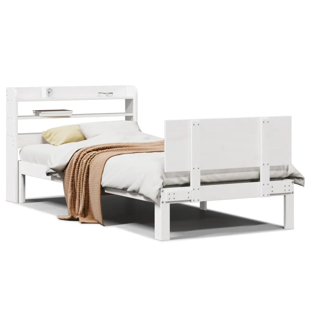 Letto singolo | Letto per adulti | Giroletto con Testiera senza Materasso Bianco 90x200 cm