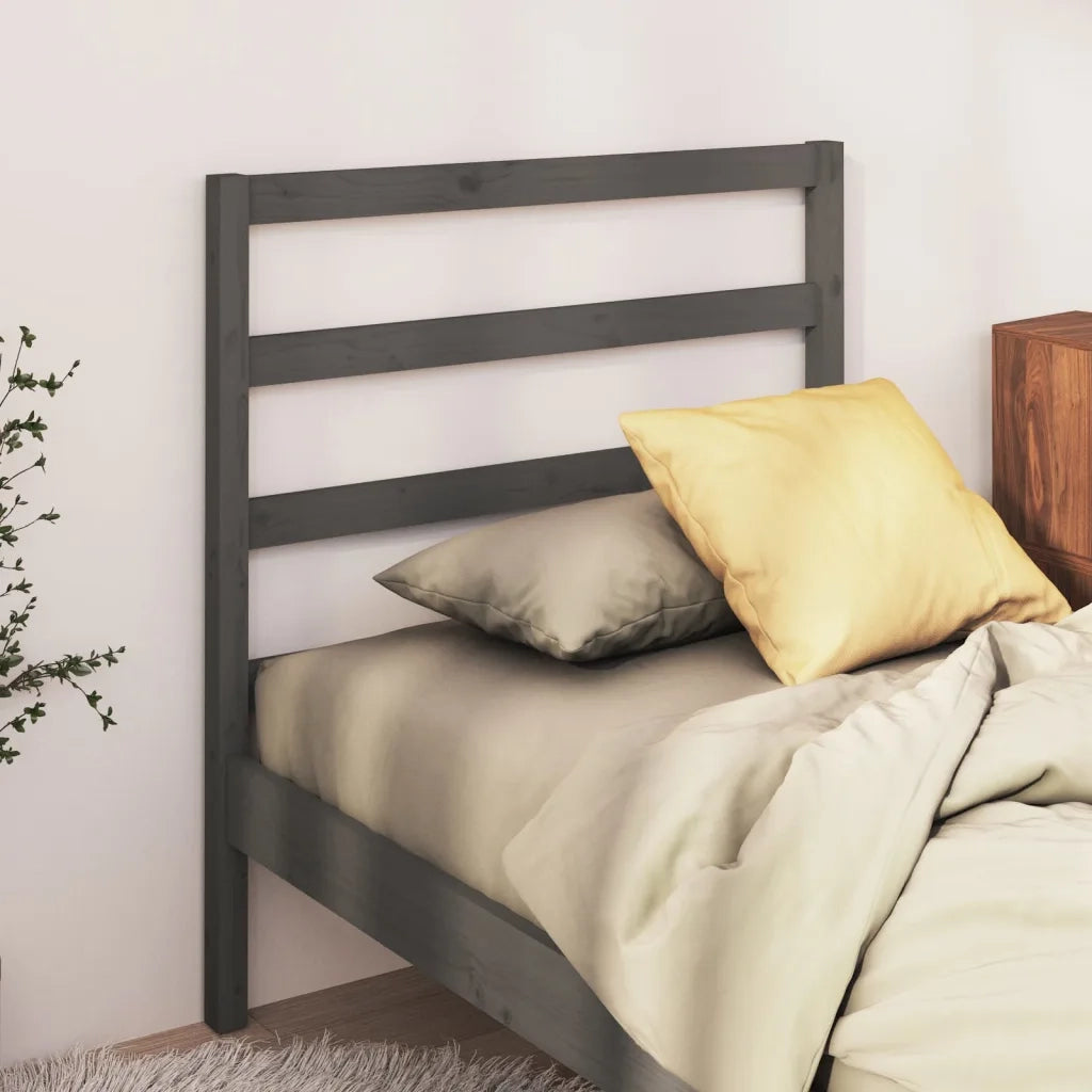 Testiera | Testata per Letto Grigia 95x4x100 cm in Legno Massello di Pino