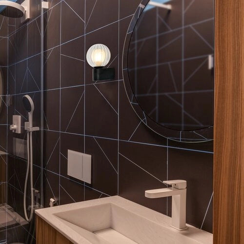 Applique bagno nero globo vetro G9 IP44 Colzar Rabalux