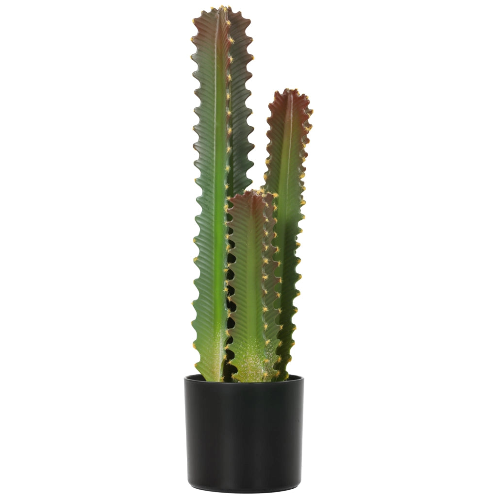 Cactus Artificiale Decorativo ¨C Xylo ¨C 66 cm con Vaso e 3 Foglie Verde