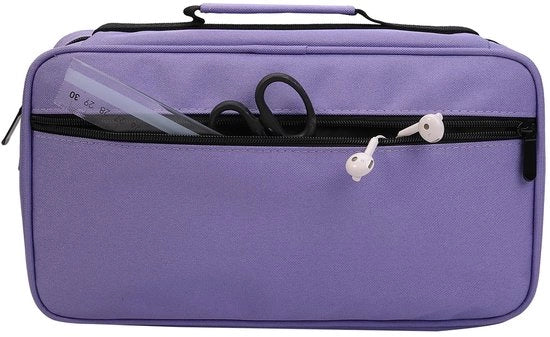 Cassetta di stoccaggio per 60 matite, grande borsa di stoccaggio per matite, capace di contenere 60 matite, grande borsa di stoccaggio per matite, contenitore per pennarelli, contenitore con manico, blu scuro