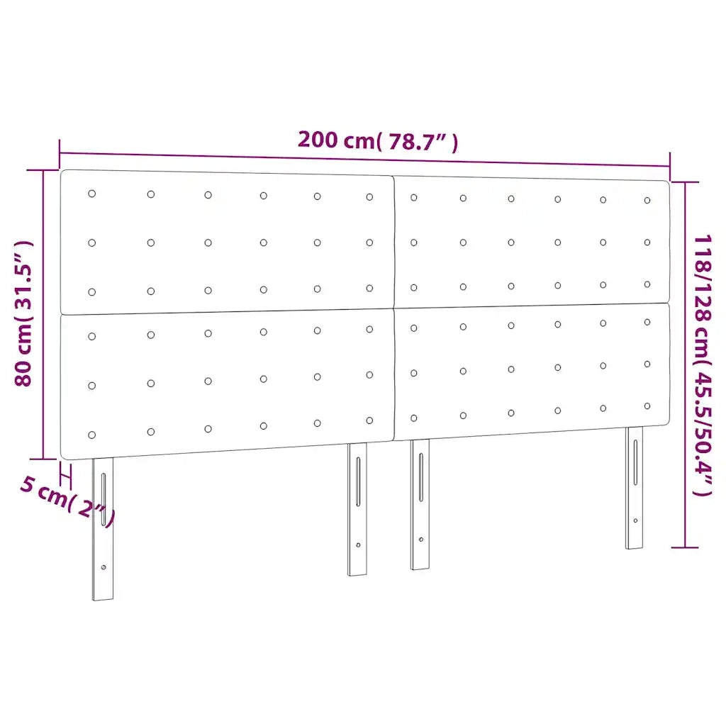 Testiera | Testata a LED Verde Scuro 200x5x118/128 cm in Velluto