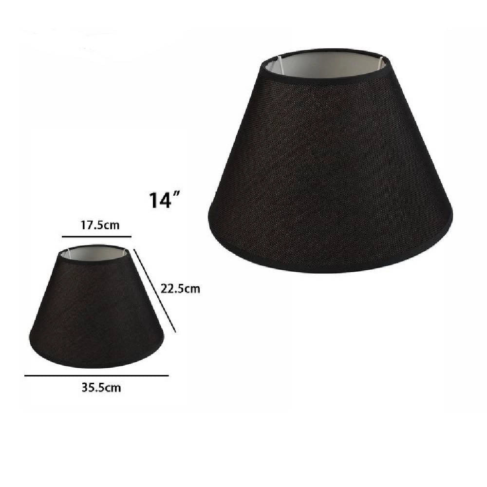 Trade Shop - Paralume Conico Cilindro Classico Ricambio Per Lampada E Applique In Tessuto Tnt - Nero   -14"   -