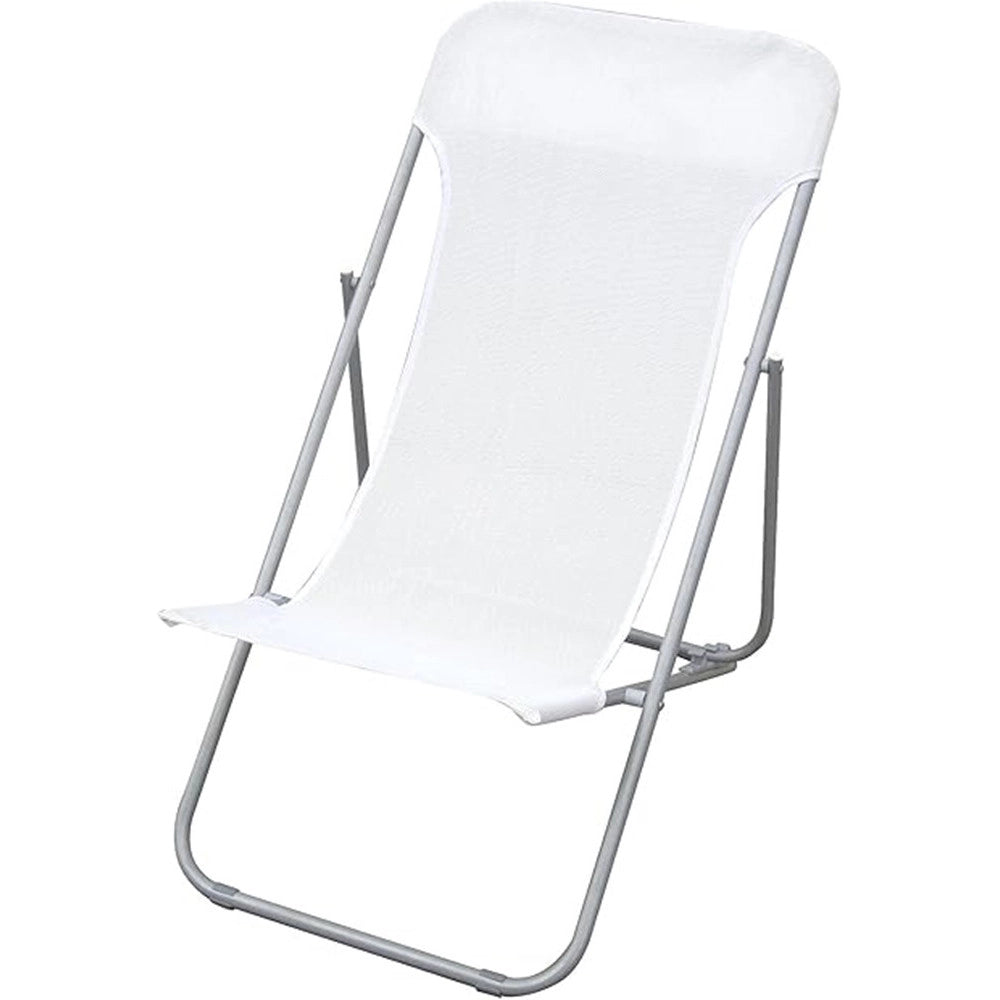 Trade Shop - Sdraio Sedia Da Spiaggia Mare Campeggio Giardino Esterno 281003 Pieghevole 52x76x91cm - Bianco