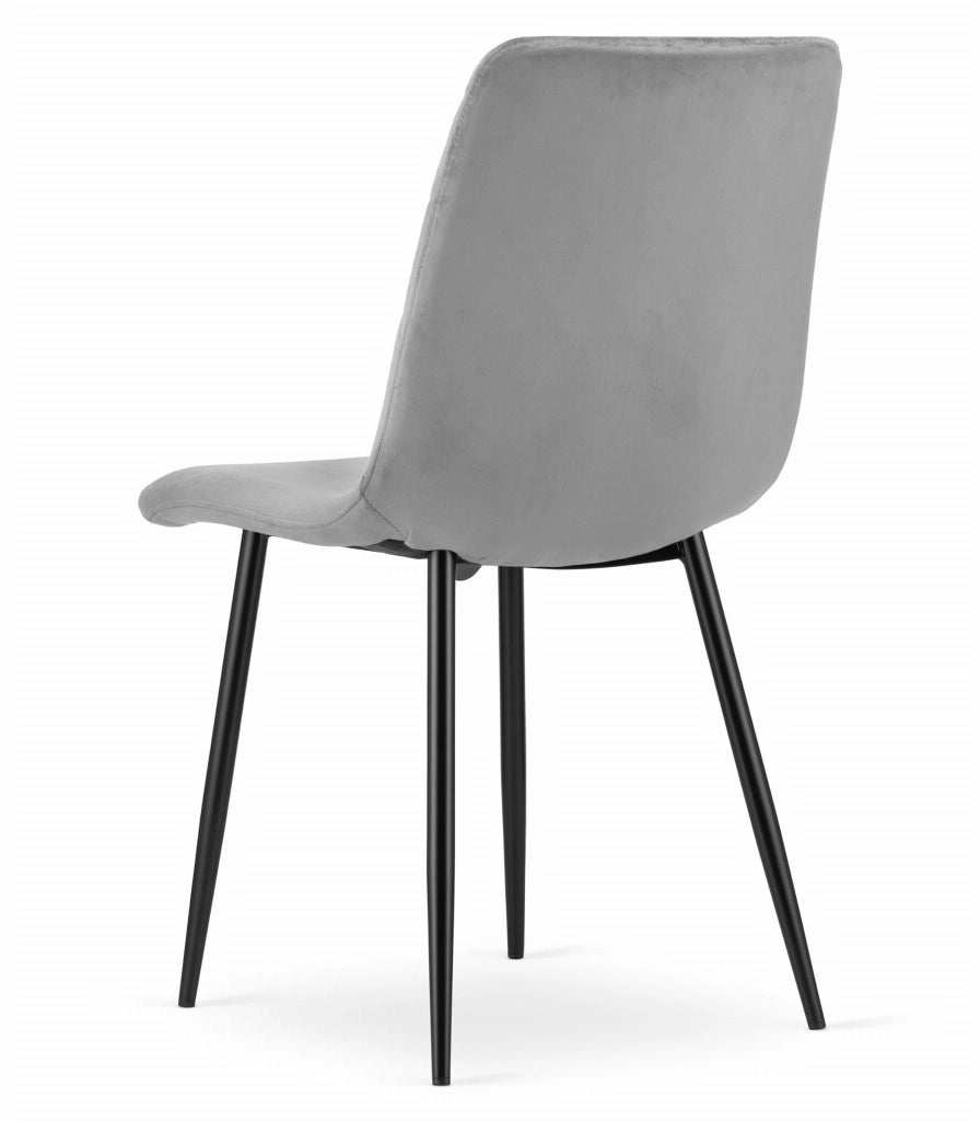 Sedia Valora TURIN in velluto grigio chiaro, design ergonomico x3