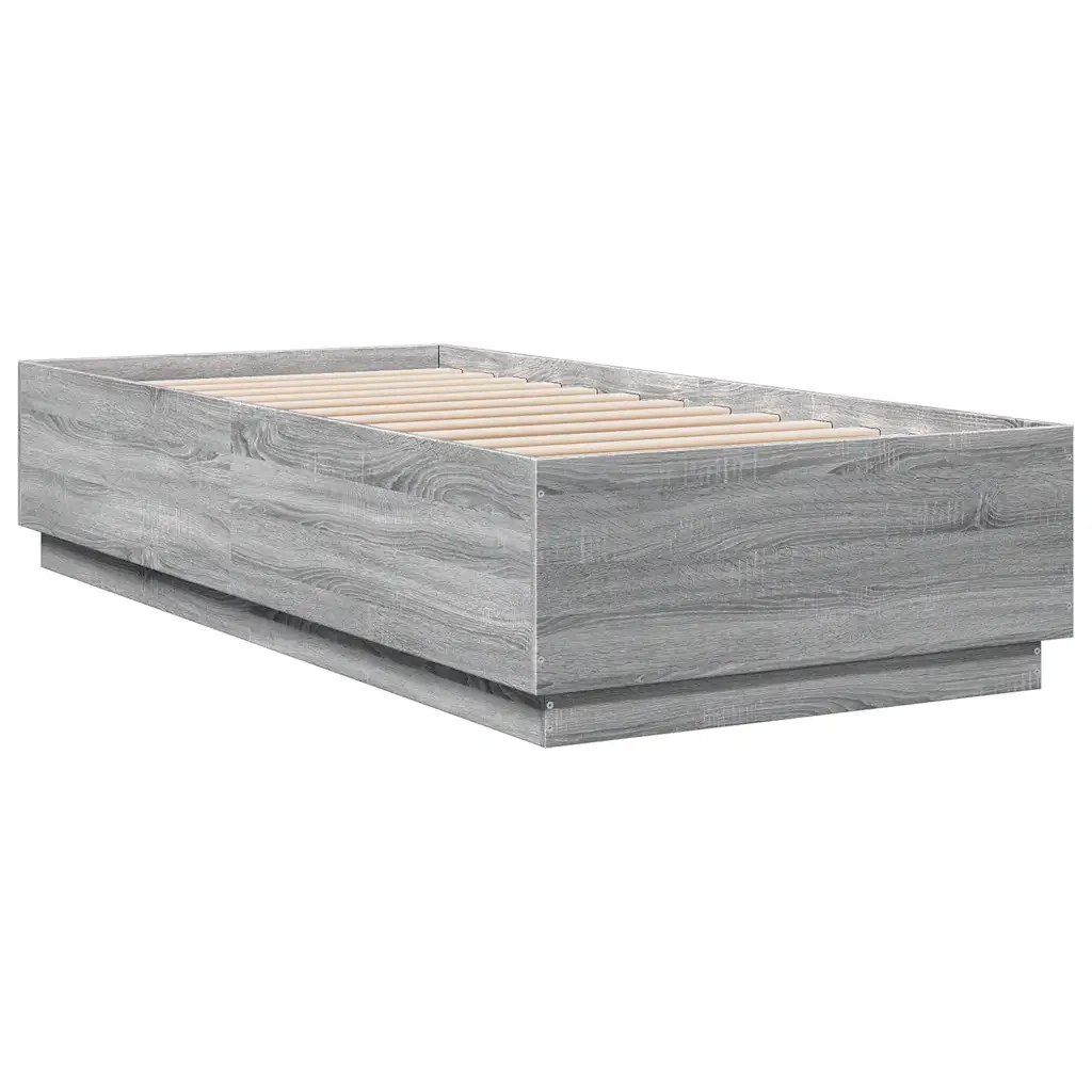 Letto singolo | Letto per adulti | Giroletto Grigio Sonoma 100x200 cm in Legno Multistrato