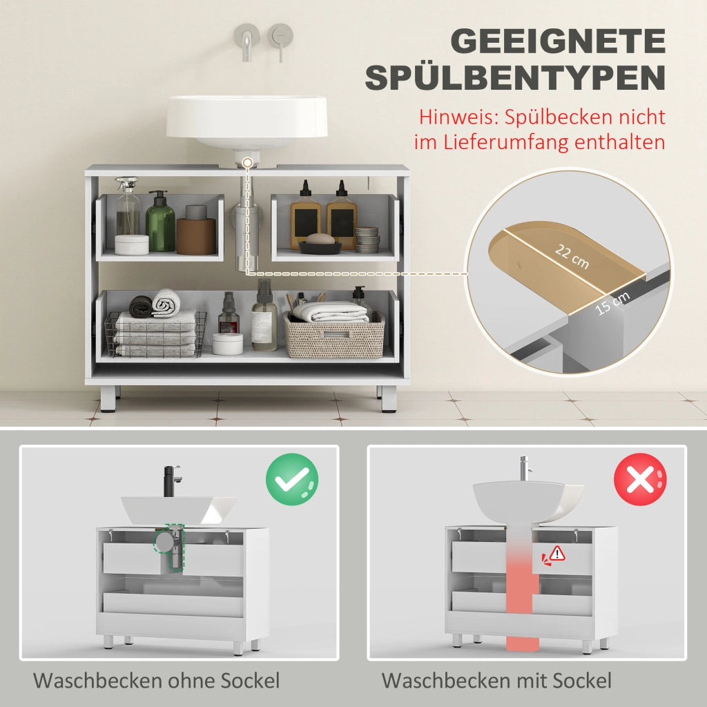 Mobiletto Sottolavabo con 2 Cassetti ¨C Zephmum ¨C Bianco 60x30x