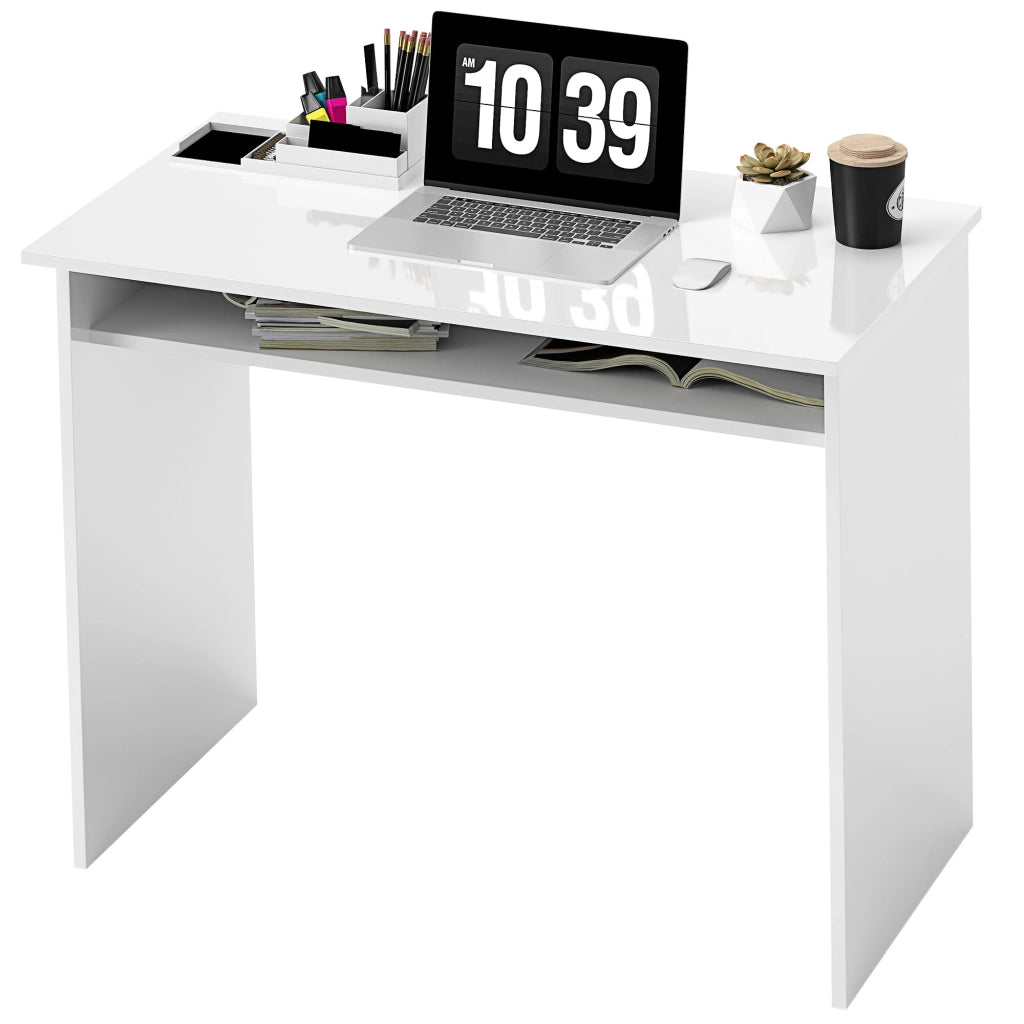 Scrivania per computer con scaffale ¨C Minimal ¨C Bianco 90x50x74 cm