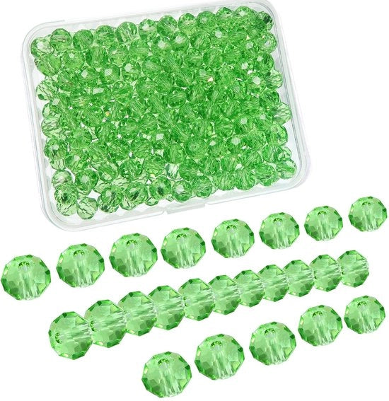 Cristalli di vetro 220 pezzi - Vetro cristallo - Verde chiaro - 6 mm - Creazione di gioielli - Fai da te - Artigianato - Cristalli per gioielli