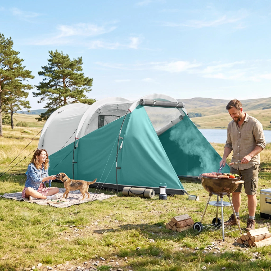 Tenda da Campeggio 3 Posti Impermeabile a Tunnel ¨C zephmum ¨C Verde 460x260x190 cm