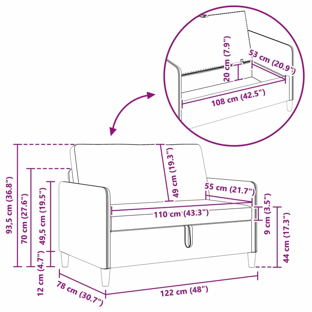 Divano con Storage Rosa 122 x 78 x 87 cm Poliestere 42036909