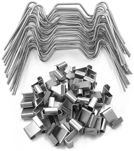 Set di clip di fissaggio per vetrifici di serre a doppia rete di viti con clip Z di tipo Z da 25 unità + clip W (1,2*75*30mm) da 25 unità
