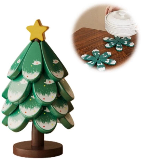 Sostegni in legno per albero di Natale 4 pezzi - Accessori cucina - Sostegni robusti per piatti caldi e padelle - Decorazione invernale albero di Natale Sostegni in legno per albero di Natale Decorazione per cucina e sala da pranzo