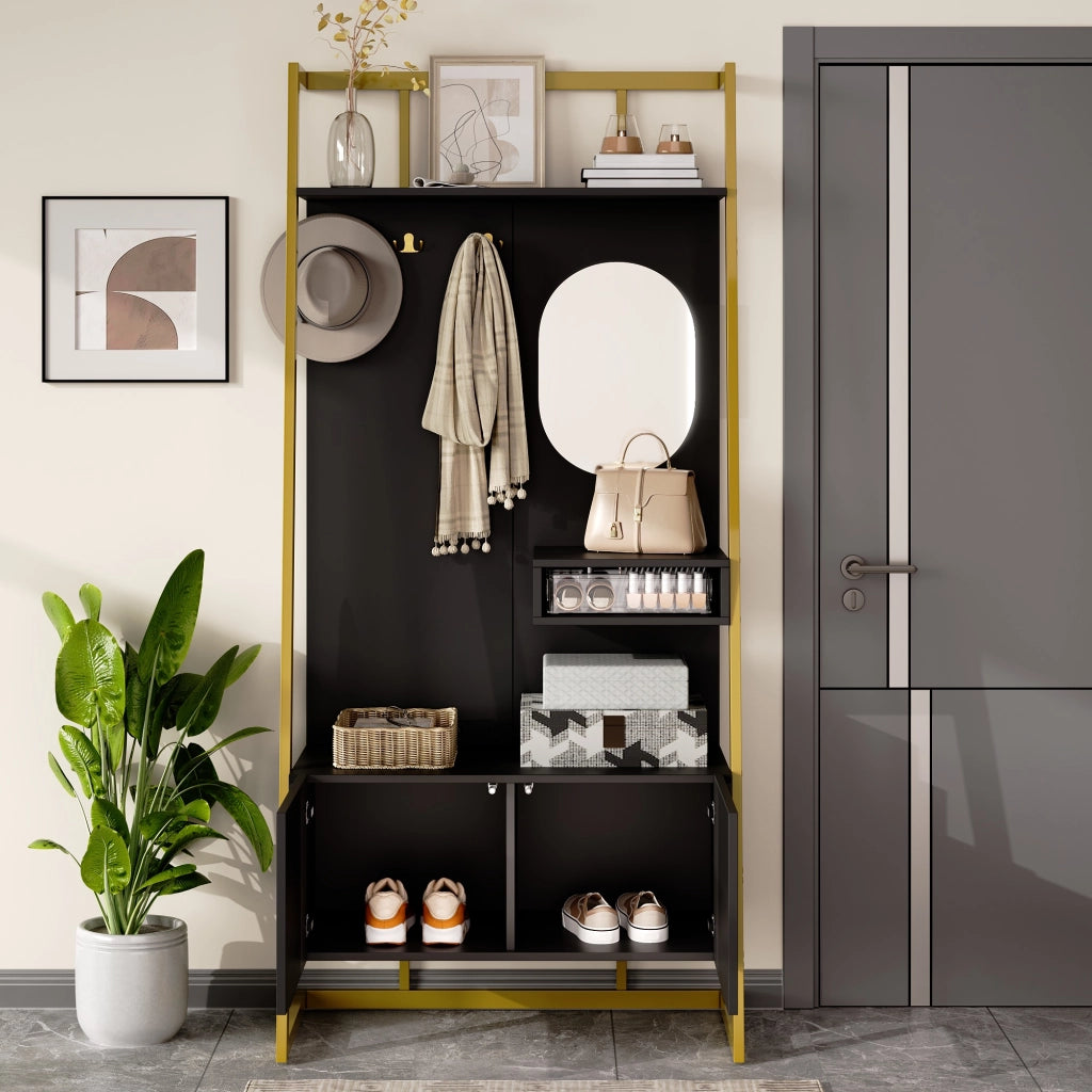 Guardaroba Ingresso con Specchio, Panca, Appendiabiti e Scarpiera ¨C MINIMAL ¨C Metallo, Multiuso