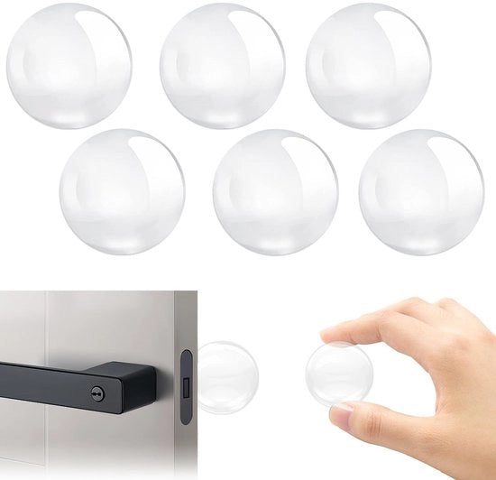 Set di protezione per pareti trasparente 6 pezzi - Materiale in gomma morbido - Autoadesivo - Diametro 40mm - Protezione contro danni - Stopper per porte