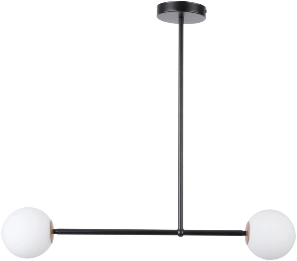 Plafoniera minimal nera 2 sfere vetro Sigma Gama G9