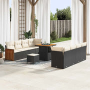 Set Divano da Giardino 12 pcs Nero e Crema polyrattan
