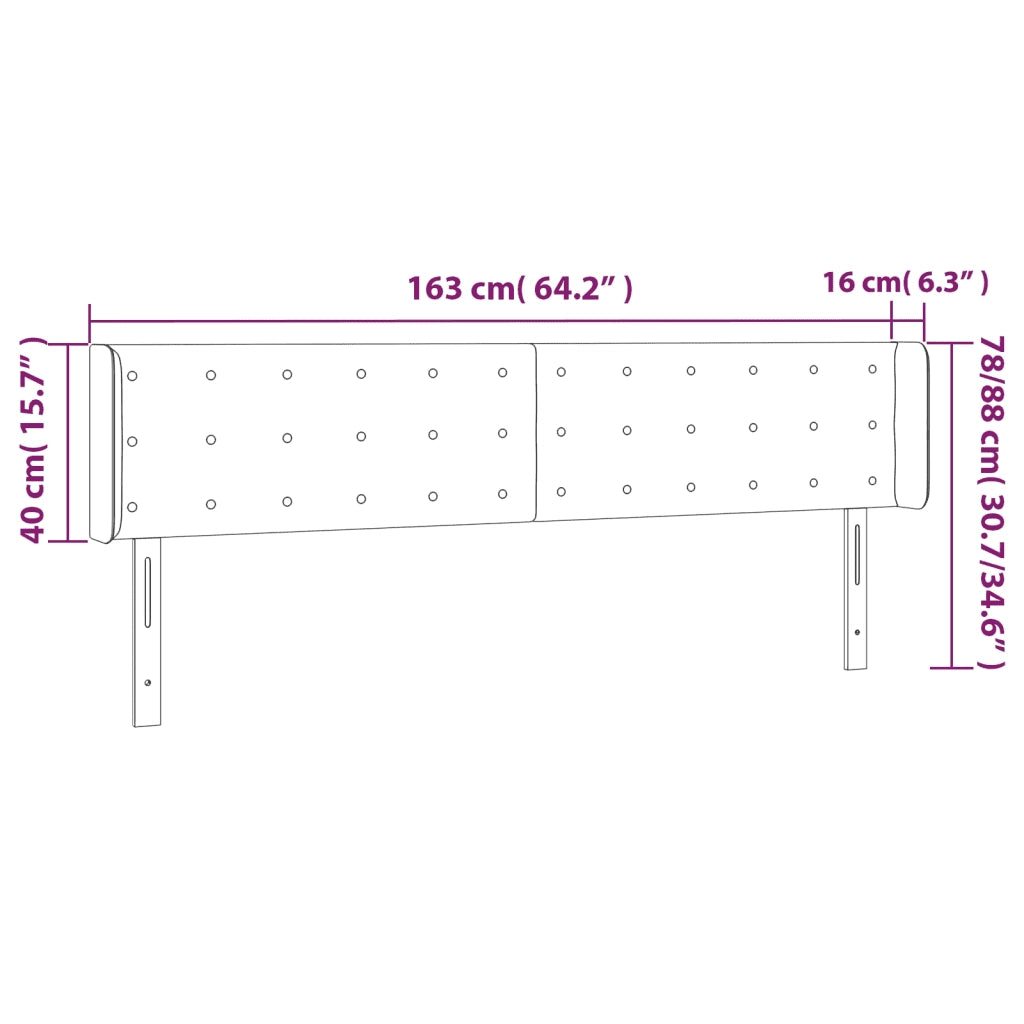 Testiera | Testata ad Orecchio Grigio Chiaro 163x16x78/88 cm in Velluto