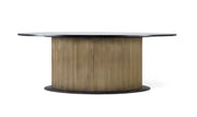 Tavolo da pranzo con piano in legno di mango e base dorata 220 cm