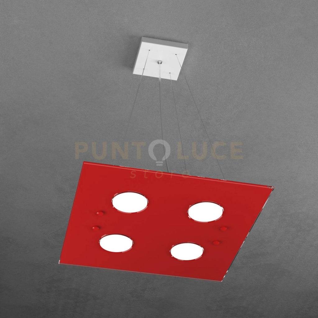 PATH SOSPENSIONE 4 LUCI QUADRA ROSSO 1141-S4-RO