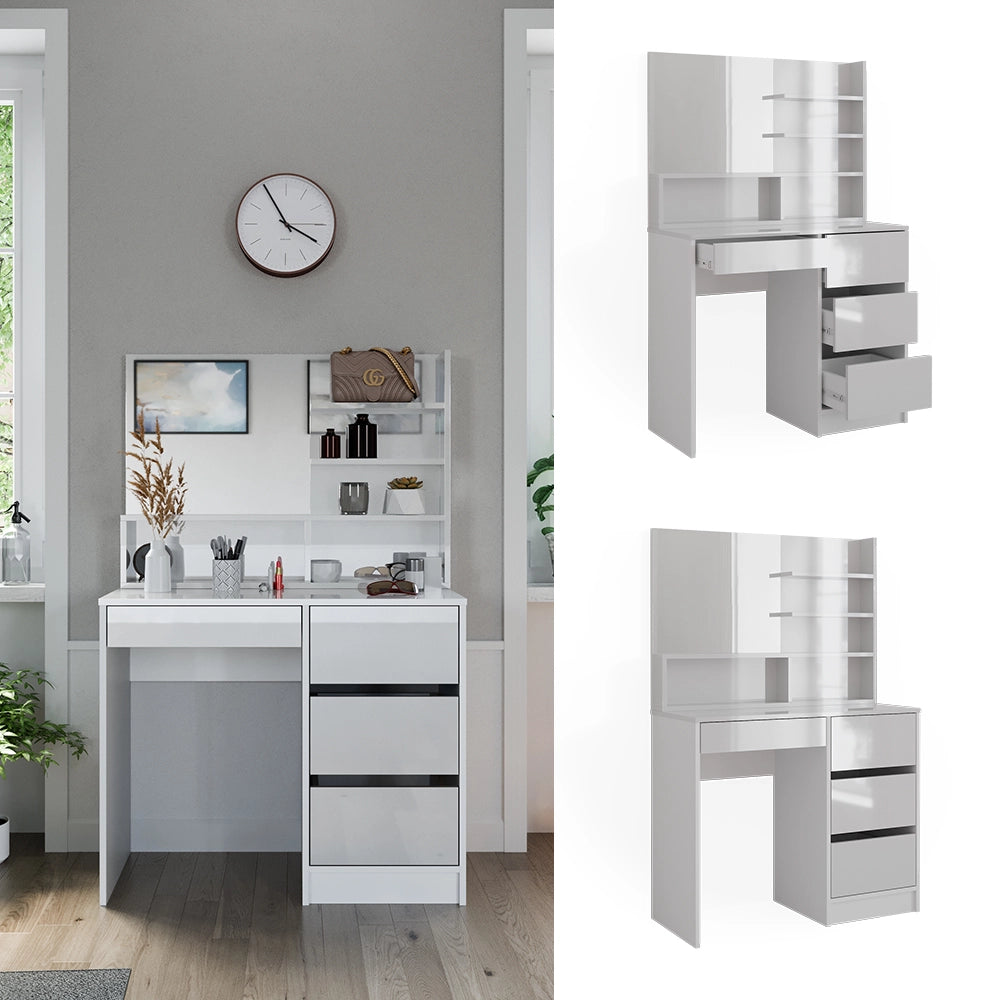Vicco Tavolo da toeletta Bianco 80 cm con specchio