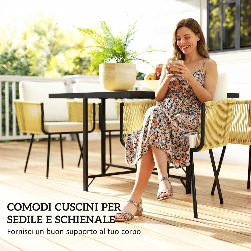 Set da Giardino 5 Pezzi con Tavolo in Legno-Plastica