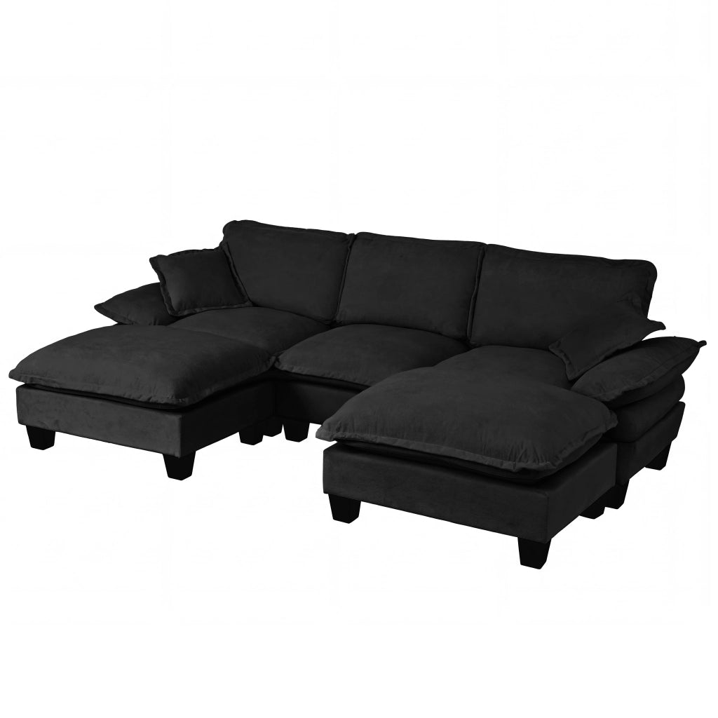 Divano Angolare Modulare U con Ottomane ¨C MINIMAL ¨C Chenille Nero