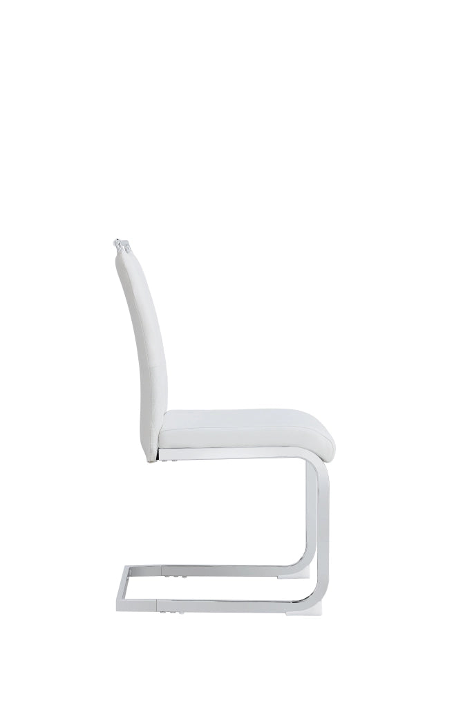 Sedia con schienale alto ergonomico e seduta imbottita in metallo e similpelle e lino bianco