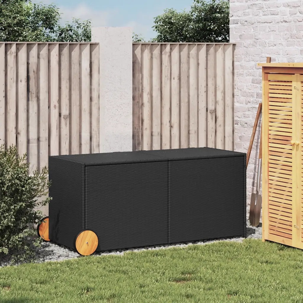 Contenitore da Giardino con Ruote Nero 283L in Polyrattan CFW4229924