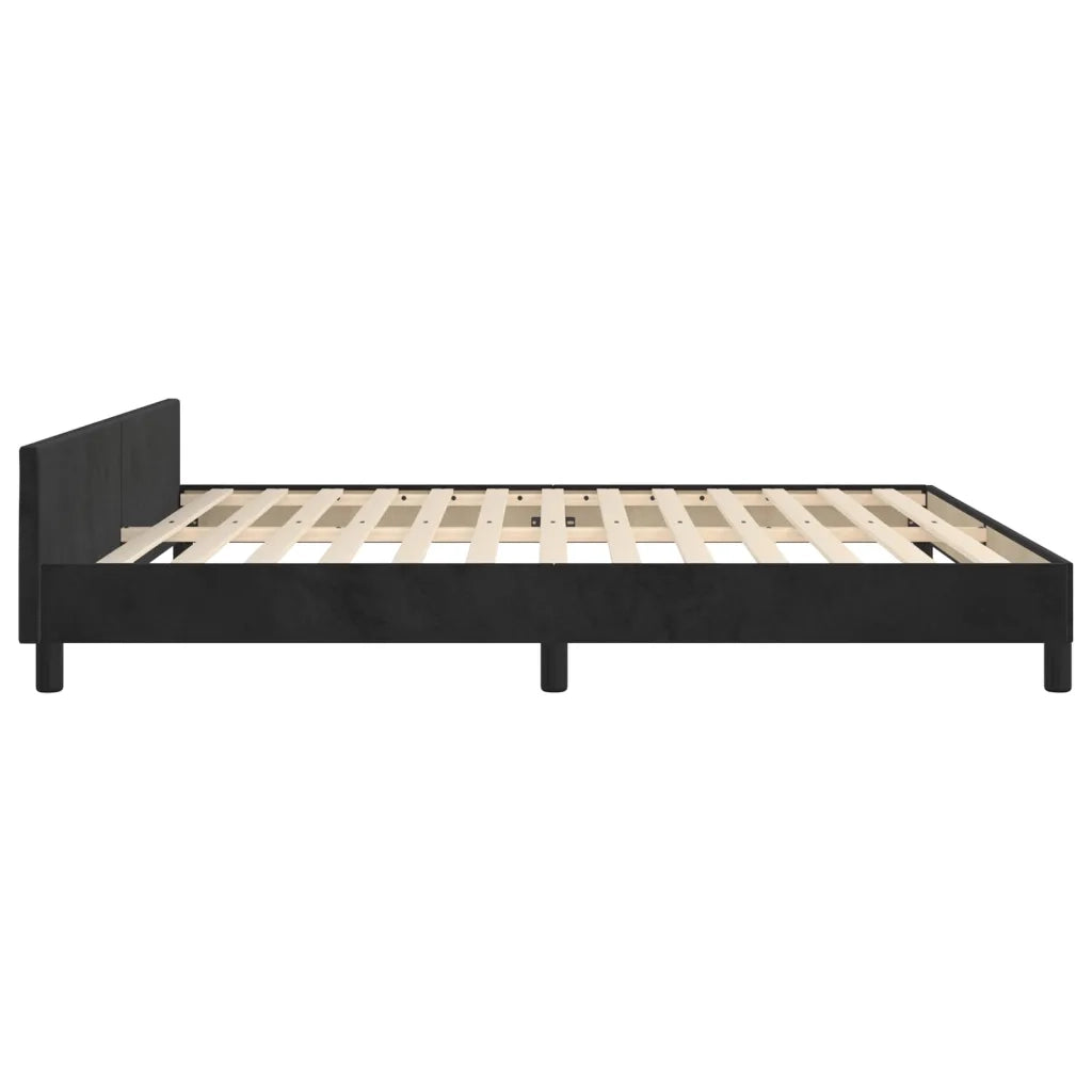 Letto matrimoniale | Letto per adulti | Giroletto senza Materasso Nero 160x200 cm in Velluto
