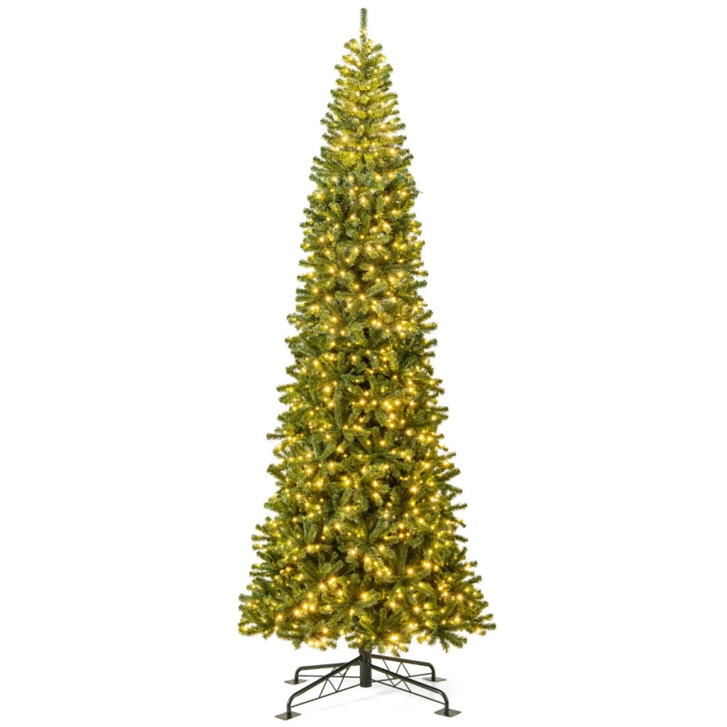 Decorazione natalizia per interni ed esterni con 2536 rami in PVC, Albero di Natale artificiale pre-illuminato