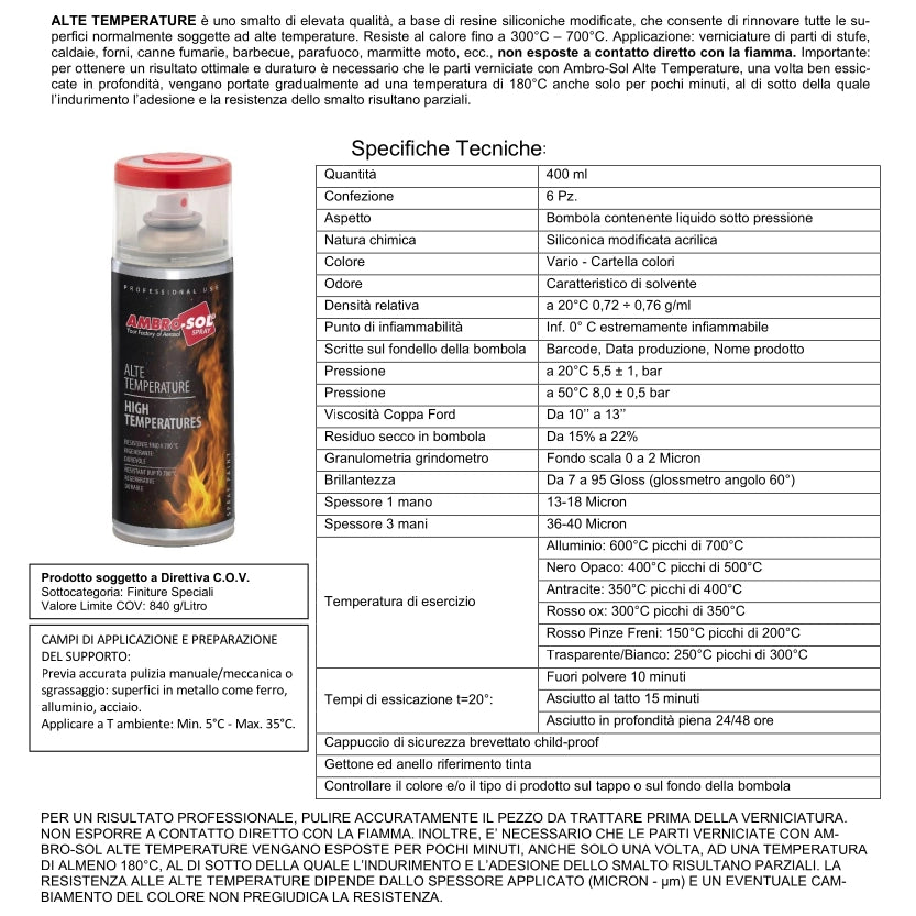 VERNICE ALTE TEMPERATURE 400ML NERO OPACO SPRAY