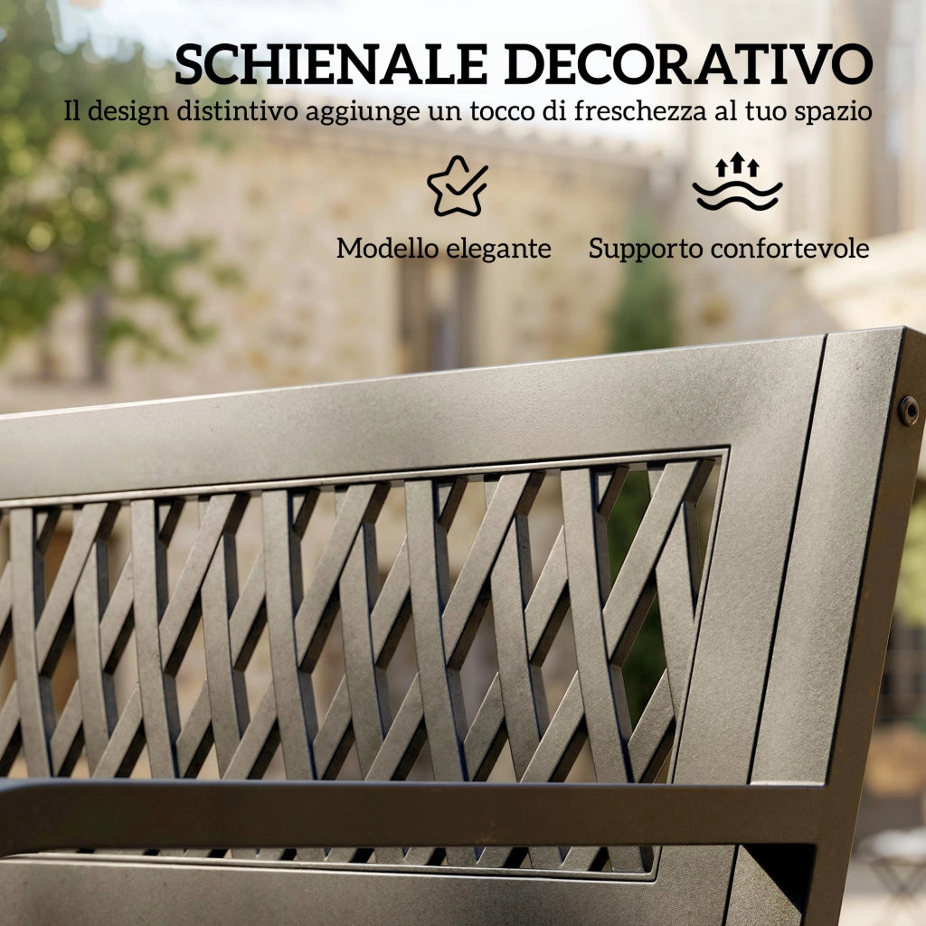 Panchina Giardino 2 Posti con Braccioli ¨C zephmum ¨C Metallo Nero 119x50x75 cm