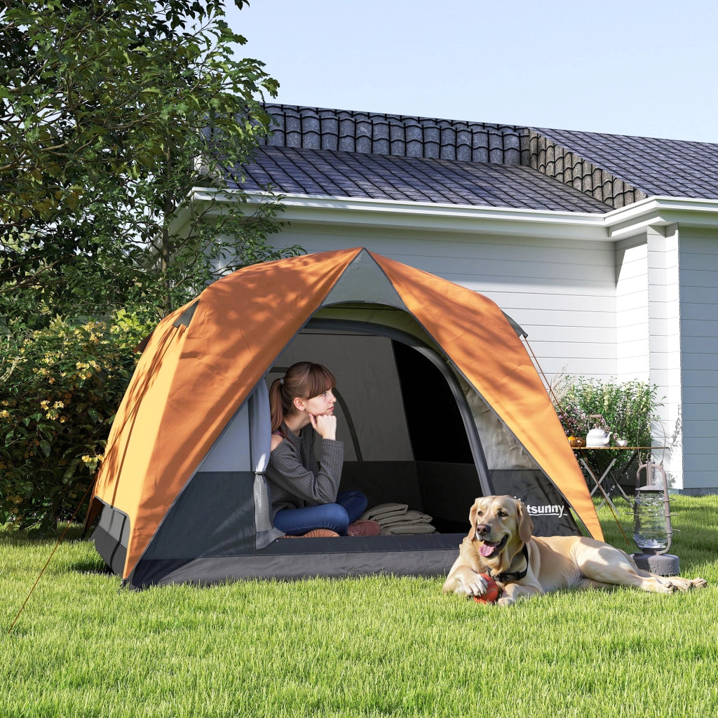 Tenda da Campeggio-Tenda per Escursionismo  per 3 Persone Impermeabile con Tasca, Gancio per Lanterna e Borsa, 2x2x1.35m, Arancione