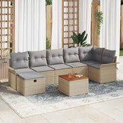 Set Divano da Giardino con cuscino 8 pcs Beige polyrattan