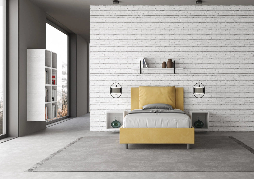 Letto 1 Piazza e Mezzo 120x200 cm con Rete Antea Ocra