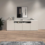 WHOUS Credenza Real con 4 ante e 1 vano aperto cashmere 200x40x80 cm