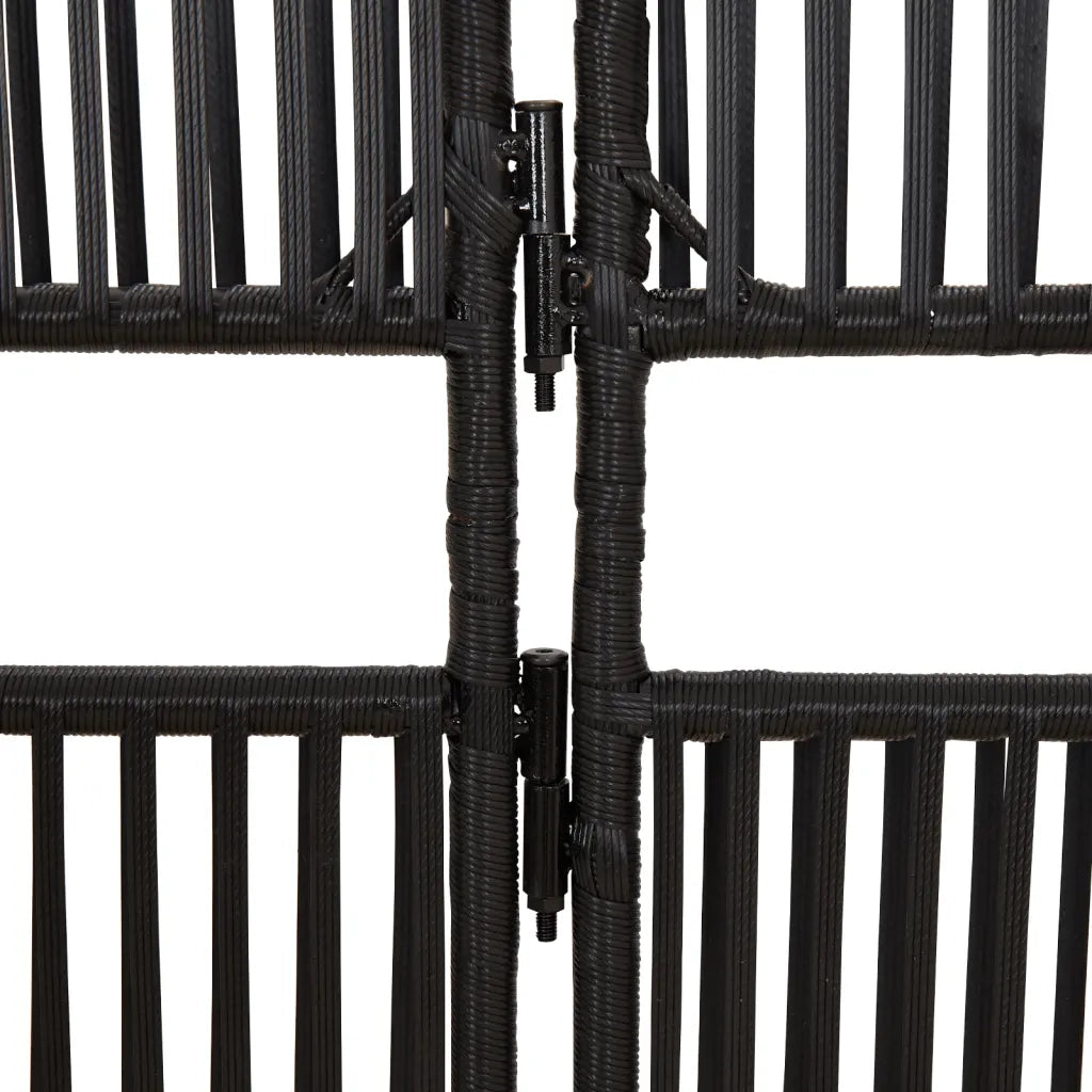 Divisorio per Ambienti | Divider per stanze | Paravento a 5 Pannelli Nero in Polyrattan