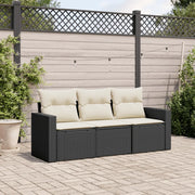 Set Divani da Giardino 3 pz con Cuscini in Polyrattan Nero 3250993