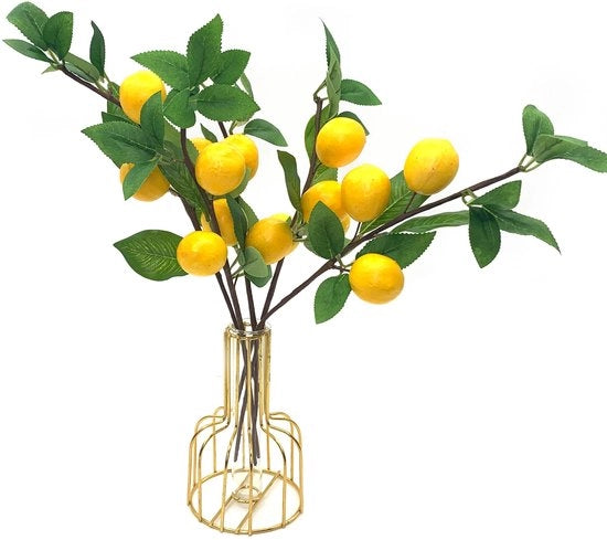 5 pezzi di rami artificiali di limone simulazione frutta decorazione per casa decorazione da tavola matrimonio Natale festa giardino decorazione