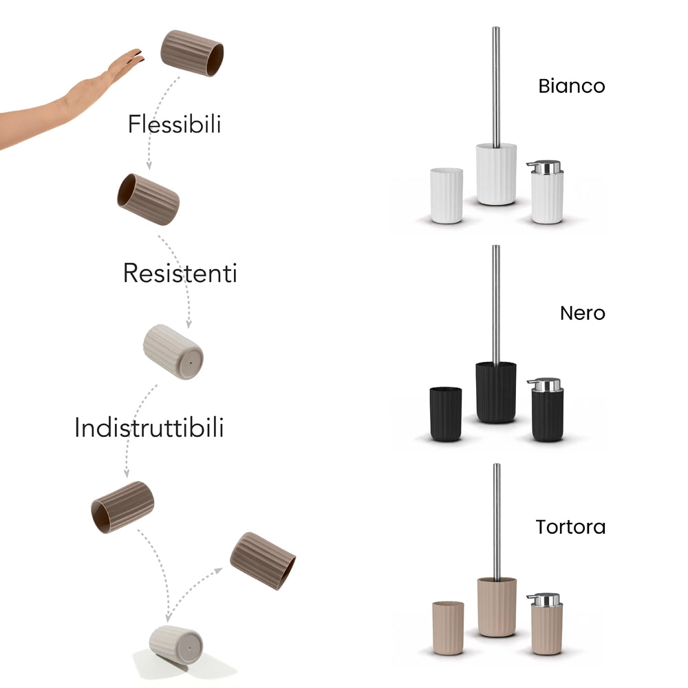 Dispenser sapone nero con dosatore cromato in gomma termoplastica - Gummy