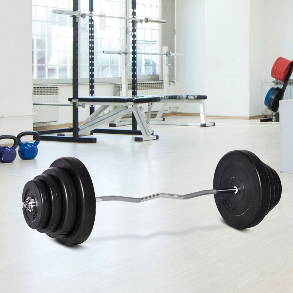 Set Bilanciere e Dischi 70 kg ¨C zephmum ¨C Nero, Acciaio e Plastica