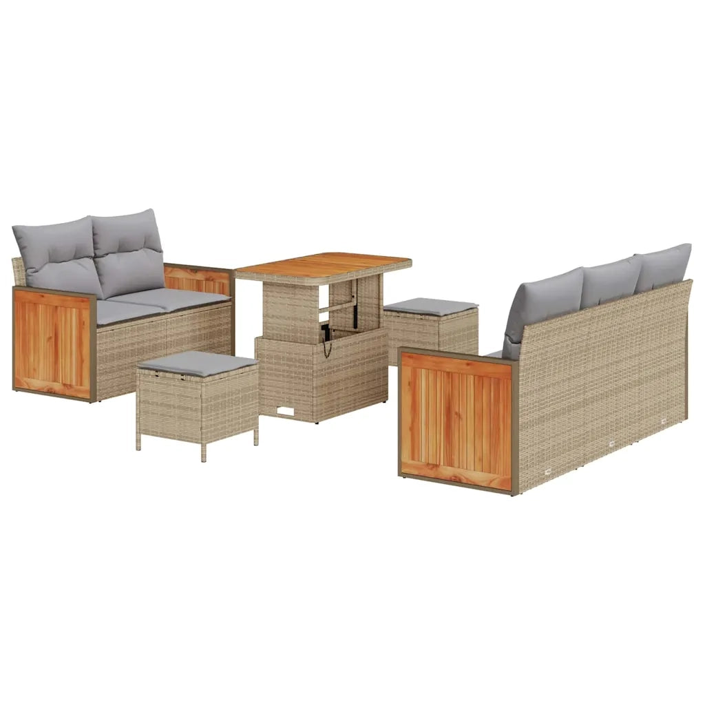 Set Divano da Giardino 10 pcs Beige e Grigio Chiaro polyrattan
